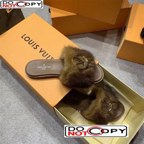 mink fur slides louis vuitton|louis vuitton flat heels.